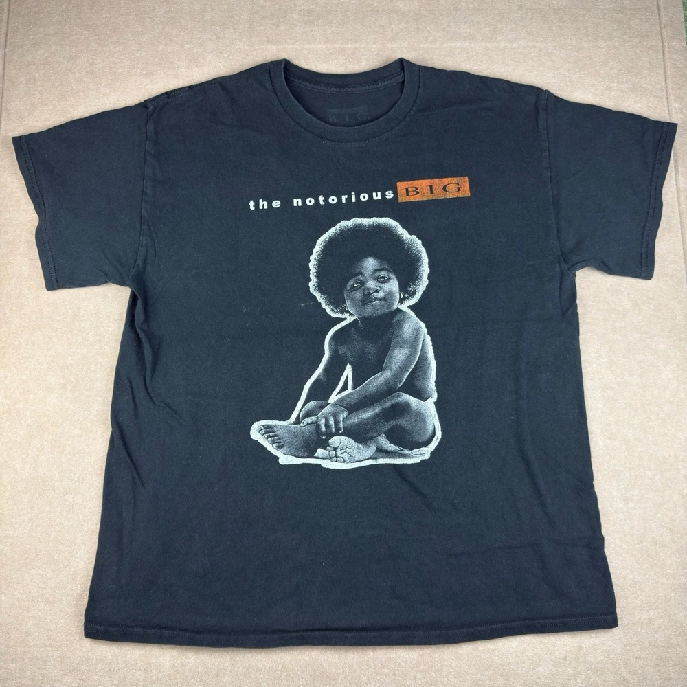Notorious BIG Baby Graphic Tee Mens L Black Rap Hip Hop 90s Music T-Shirt